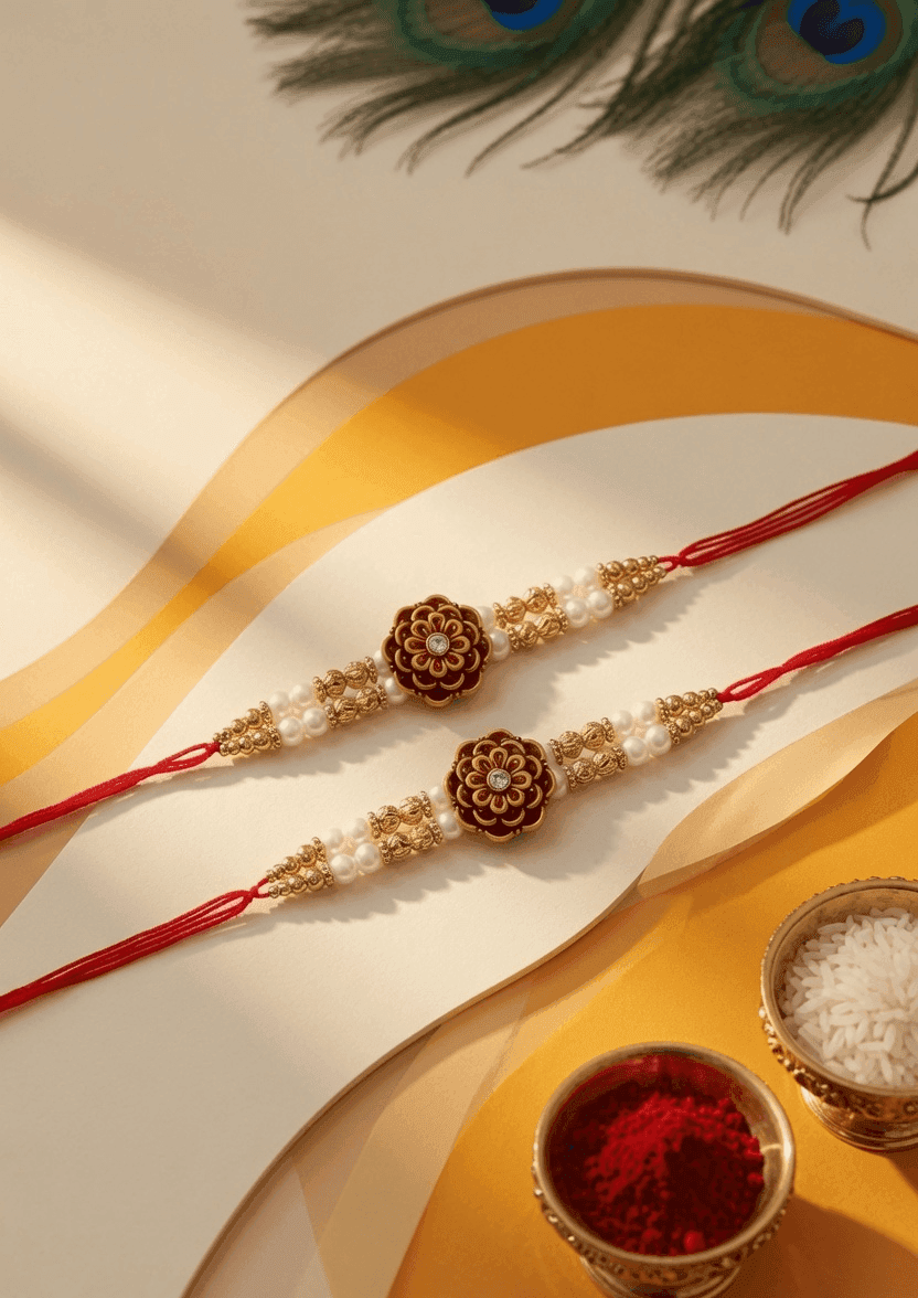 Rakhi 2026 Multicolor Alloy, Crystal & Fabric Combo Gift Set