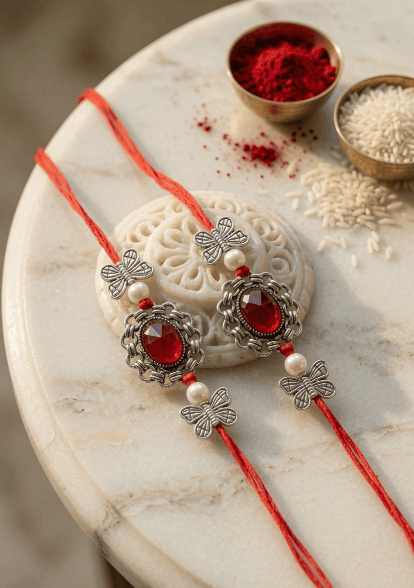 Cherished Bonds - 'Oxidised Silver Rakhi' for Brother-india