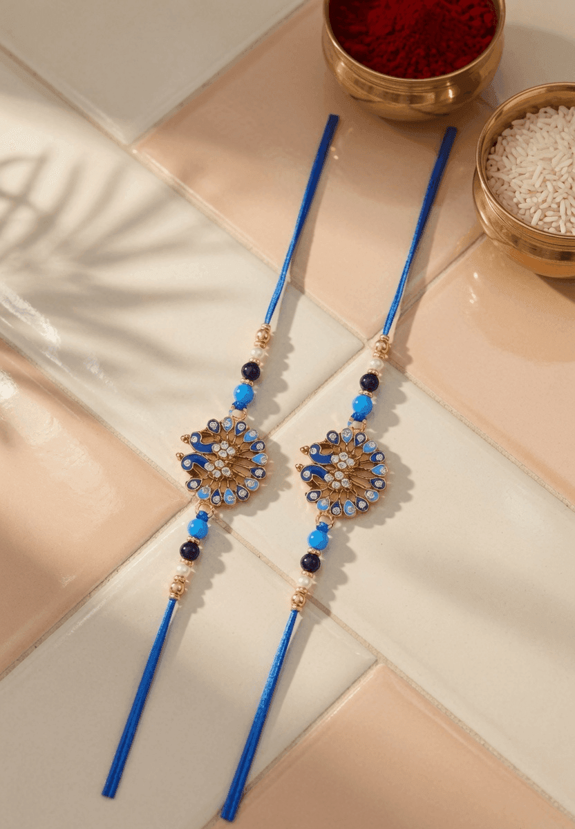 Multicolor Alloy & Crystal Fabric Rakhi Combo - Gift for Brother 2026