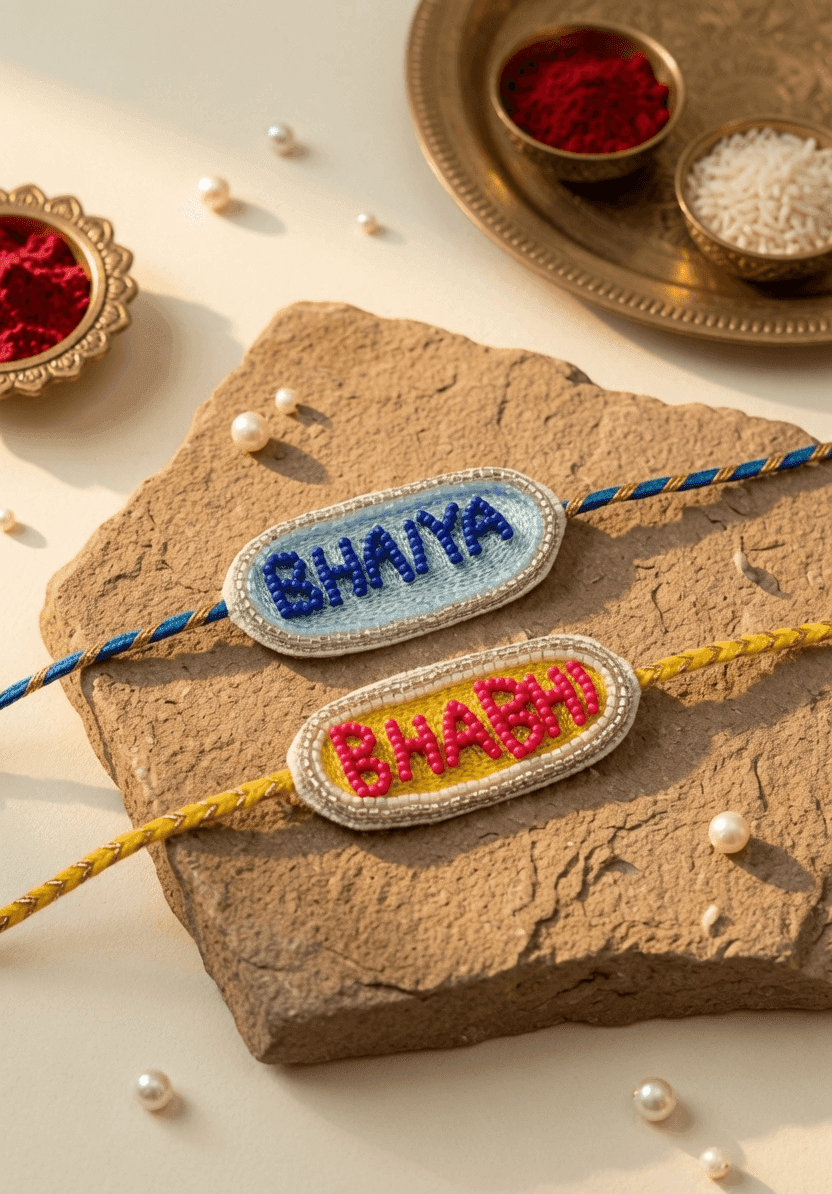 Beaded Bliss: Multi-Color Kundan Rakhi - Handmade to Perfection, Buy Online