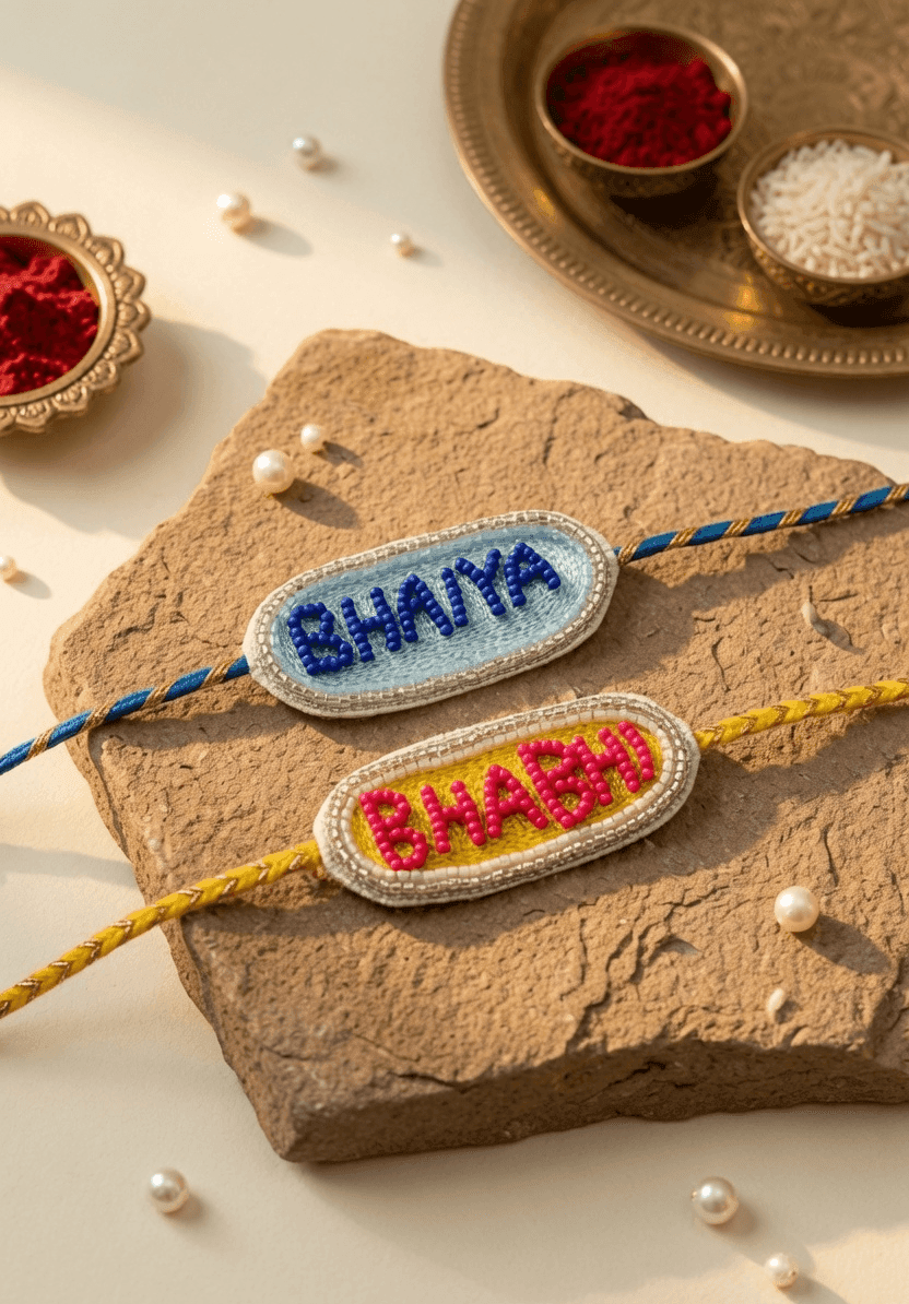 Beaded Bliss: Multi-Color Kundan Rakhi - Handmade to Perfection, Buy Online