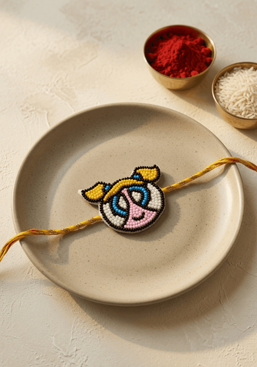 Multi-colored, Beaded Kids Rakhi: Handmade Powerpuff Girls Design for 2026