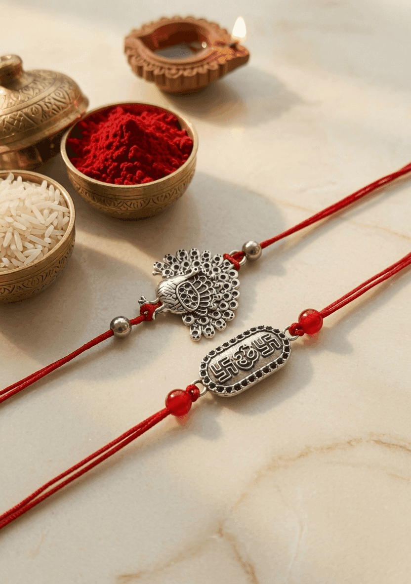 Silver Sparkle: Online Shopping for Beaded Kundan Rakhi