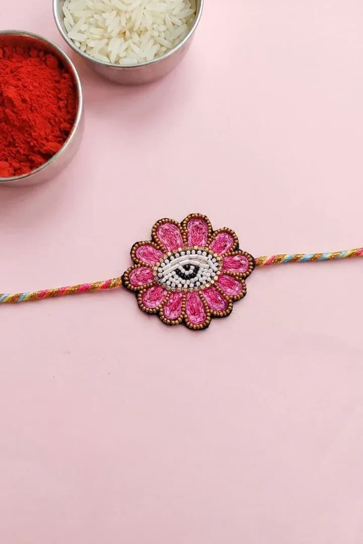 Multi-Color Beaded Handmade Kundan Rakhi - Buy Online