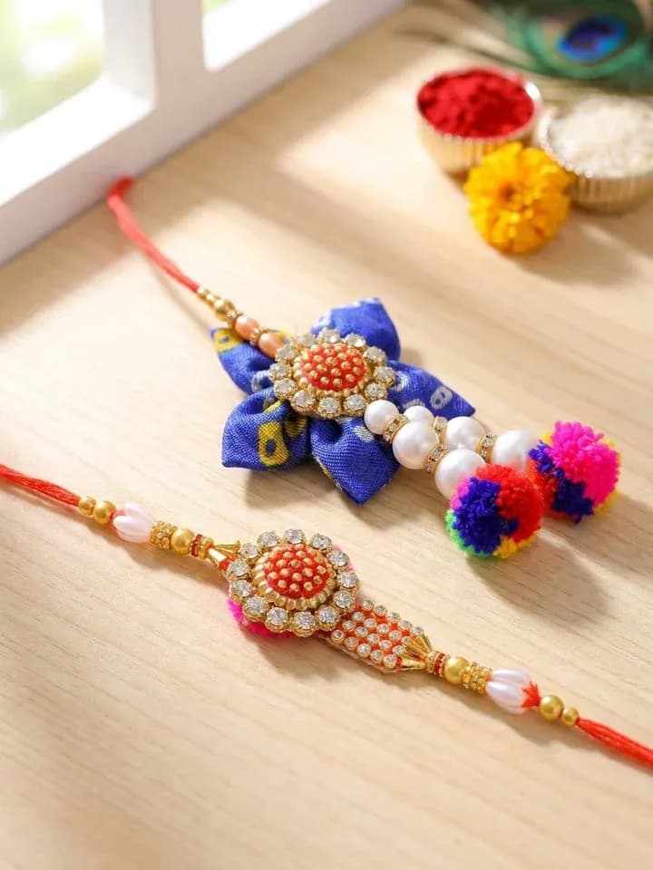 Purchase Kaleidoscopic Kundan Rakhi: Heartcrafted Elegance, Buy Online