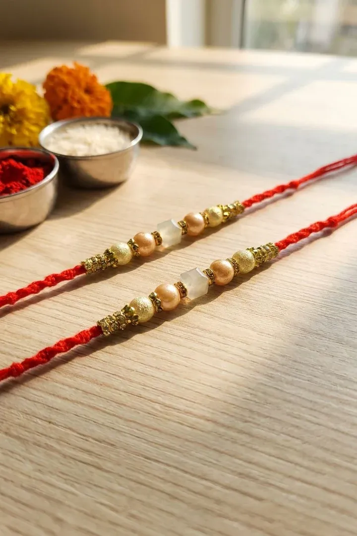 Handcrafted Multi-Color Kundan Rakhi - Alloy, Crystal, & Fabric Blend