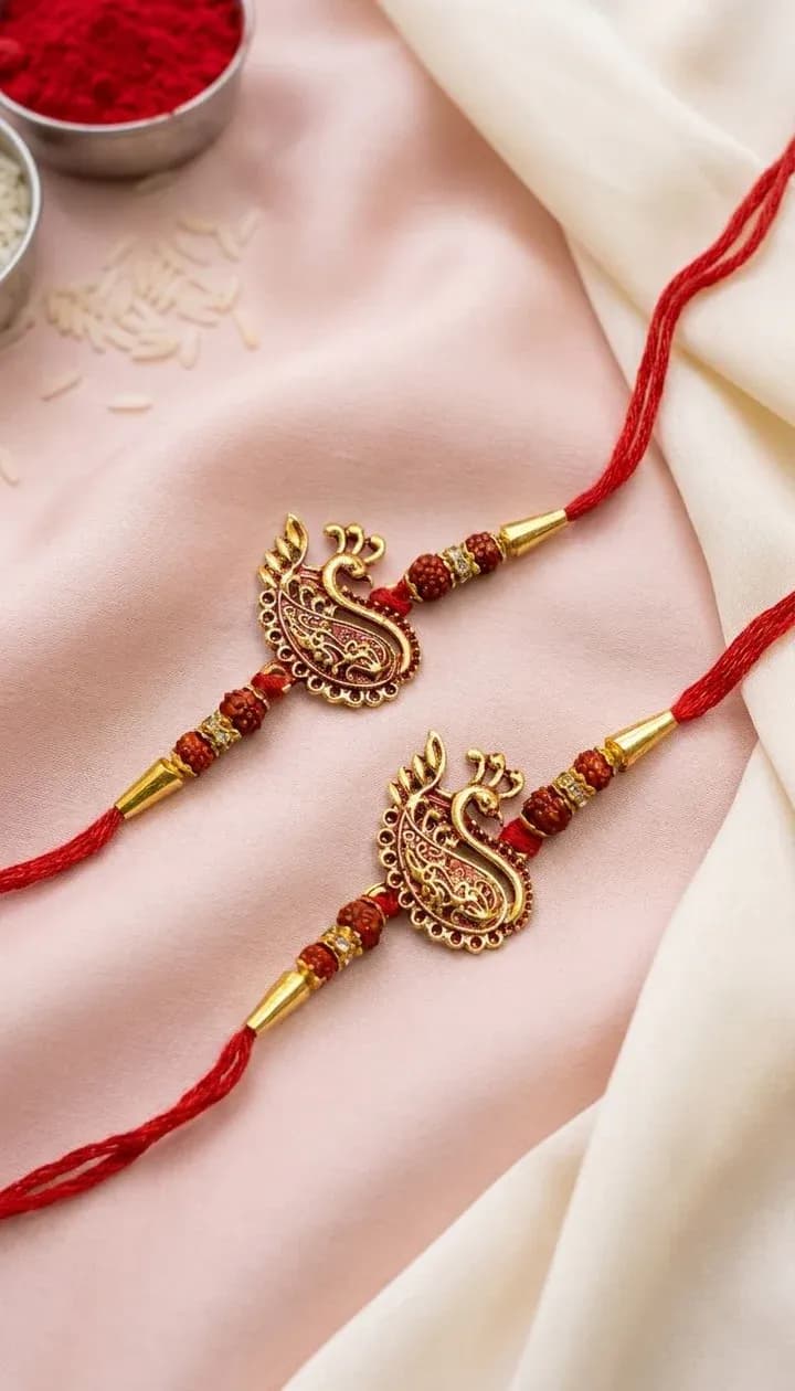 Multicolor Alloy Crystal Fabric Rakhi Set Combo for Brother 2026