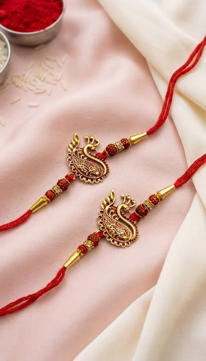 Multicolor Alloy Crystal Fabric Rakhi Set Combo for Brother 2026