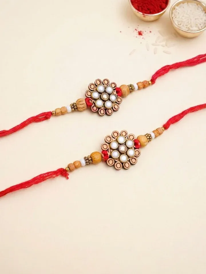 2026 Multi-Color Rakhi Combo Set for Brother - Alloy, Crystal & Fabric Made