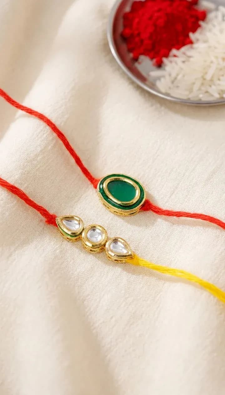 kundan Rakhi Set